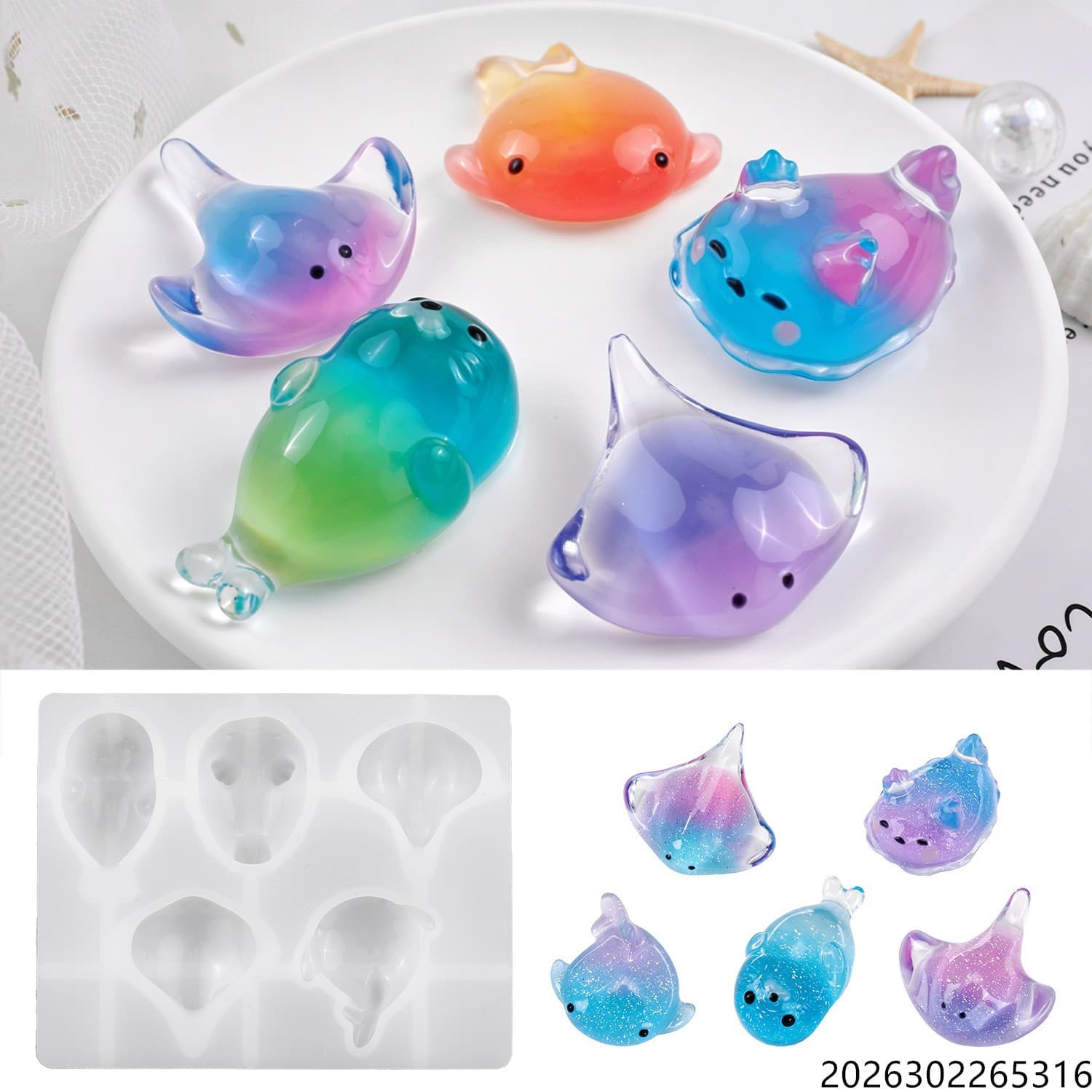 DIY Crystal Epoxy Resin UV Resin Devil Fish Poster Whale Pendant Keychain Mirror Silicone Mold