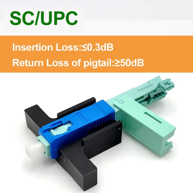 Export version fiber optic quick connector SC/UPC cold splice connector, fast cable drop wire connection head