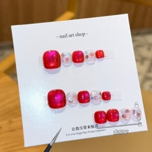Qianfan [Rose Starry Sea] (Toenails) Summer Premium Handmade Press-On Nails Manicure Nail Tips False Nails