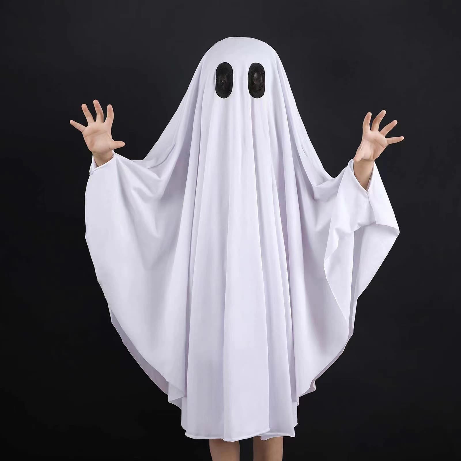 Cross-Border Halloween Cape for Children and Adults, Vampire Costume, White Ghost Pullover, Funny Game Cosplay Outfit