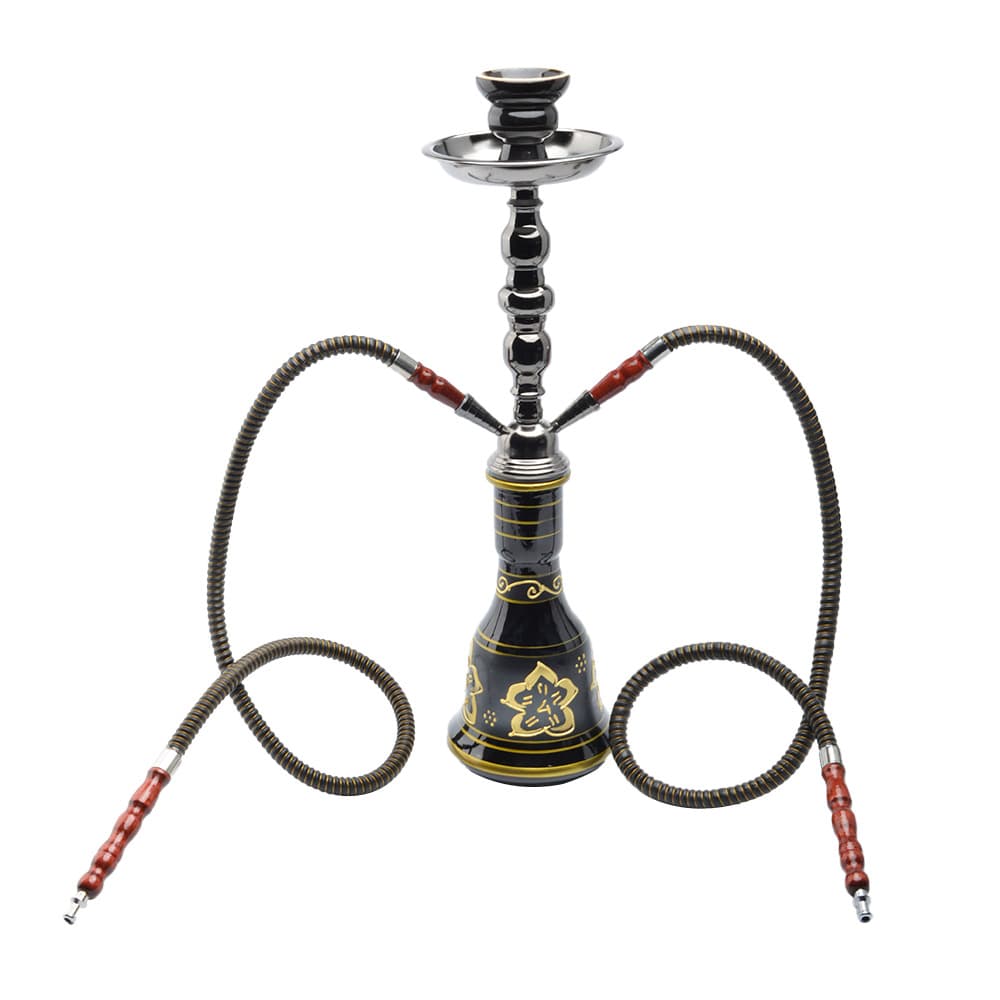 Cross-Border In-Stock Medium Double-Hose Hookah Glass and Iron Hookah Set Three or Four Hose Hookah Pipe