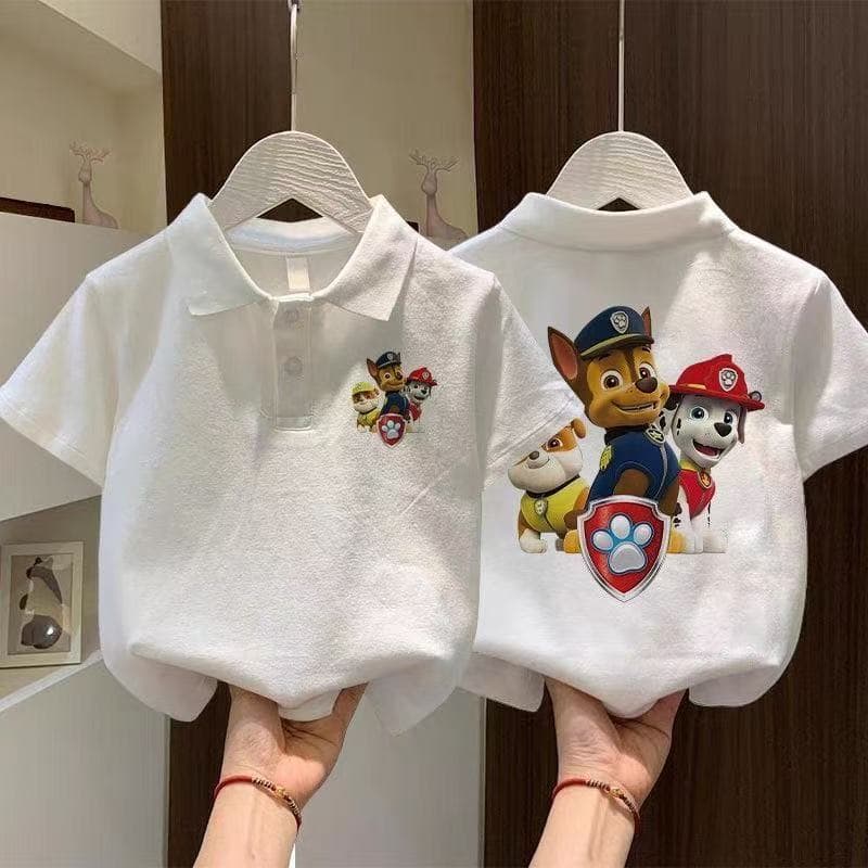 2025 New Paw Patrol Boys T-Shirt Short Sleeve Polo Shirt Summer Fashion Cotton Baby Turn-down Collar Top