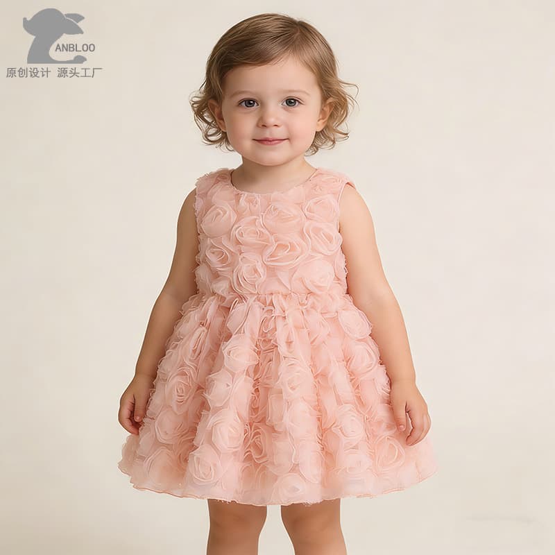 Princess Style Summer Rose Print Sleeveless Dress for Baby Girls Photography Outfit Cotton A-Line Skirt Baby Photo Props