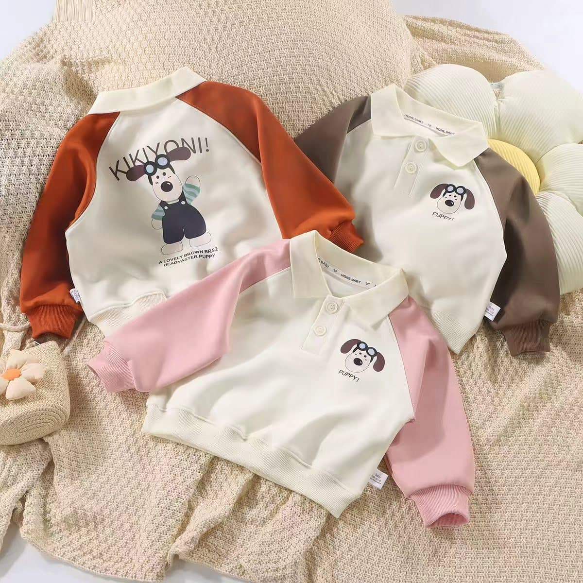 2025 Spring New Children's Long-Sleeved Sweatshirt/Polo Shirt, Stylish and Simple Patchwork Print Top, Versatile