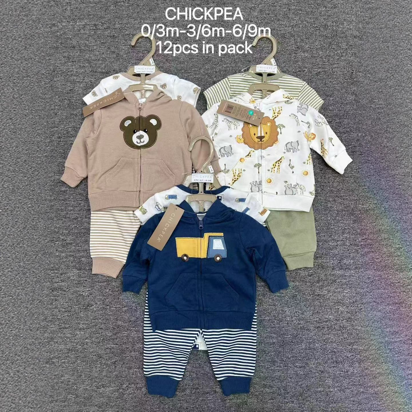 Wholesale Boys' 3-Piece Outfit Long Sleeve Pants + Jacket Wholesale Soft Baby Clothes