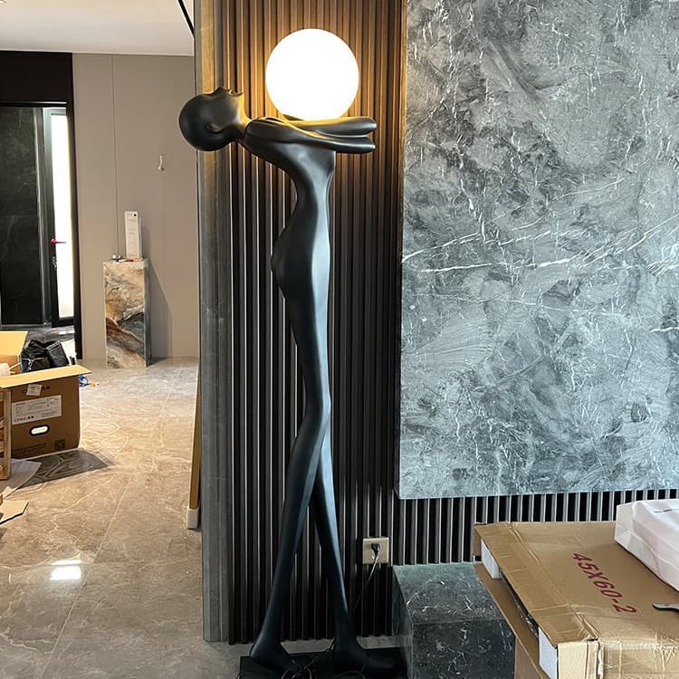 Postmodern figure art sculpture floor lamp lobby home living room light luxury fiberglass large decorative ornaments