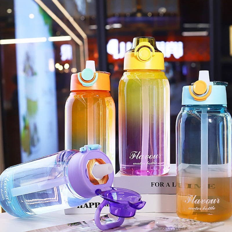Summer Gradient Color High-Aesthetic Sports Student Scented Pop-Up Cup, Dual-Tone Sprayed Fragrance Cup with Sports Flavor