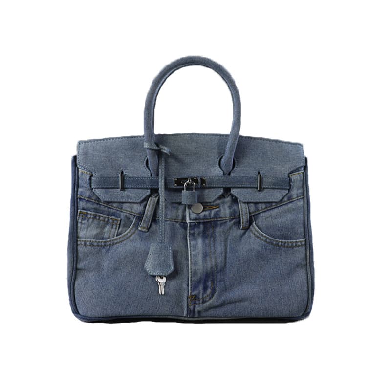 2023 trendy brand spoof jeans pocket platinum bag Xiaohongshu internet celebrity denim hand-held shoulder cross-body armpit bag