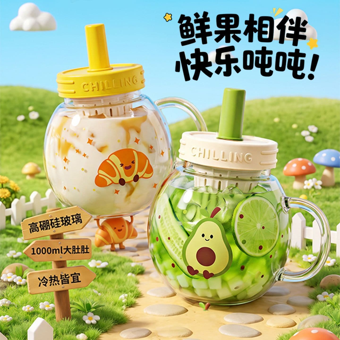 Trendy planet cup for girls, high aesthetic water cup with tea strainer and straw, cute large-capacity cup for students and children