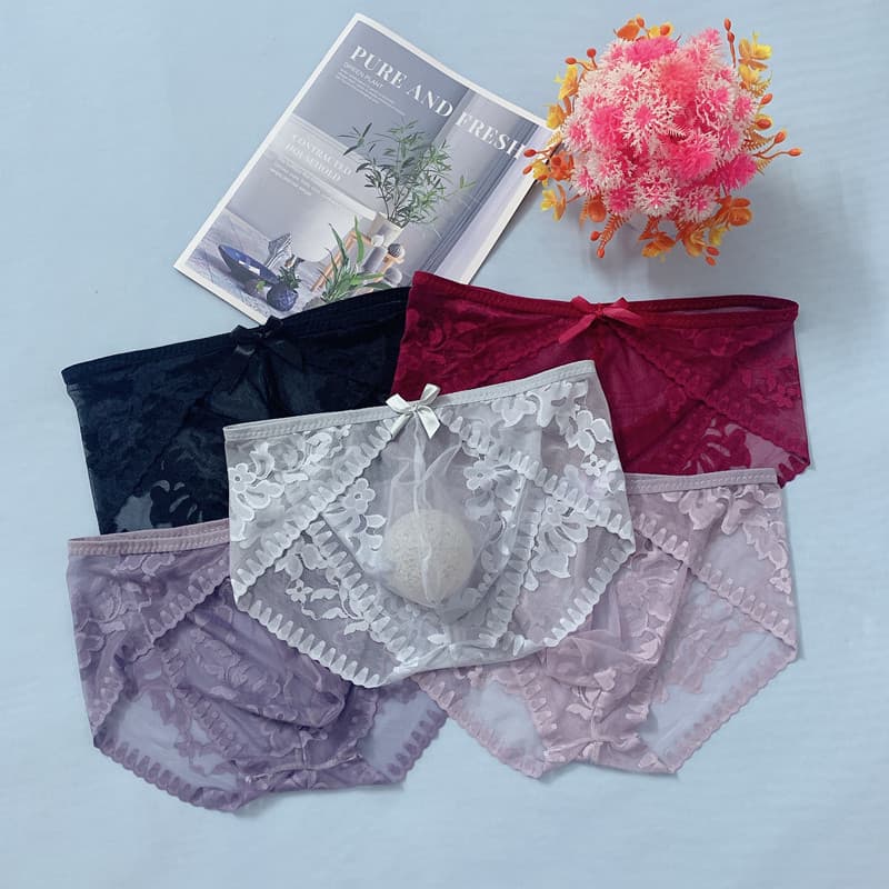 Trending Instagram-worthy sexy and alluring seamless briefs, transparent U-shaped lace, plus size high-end men's underwear