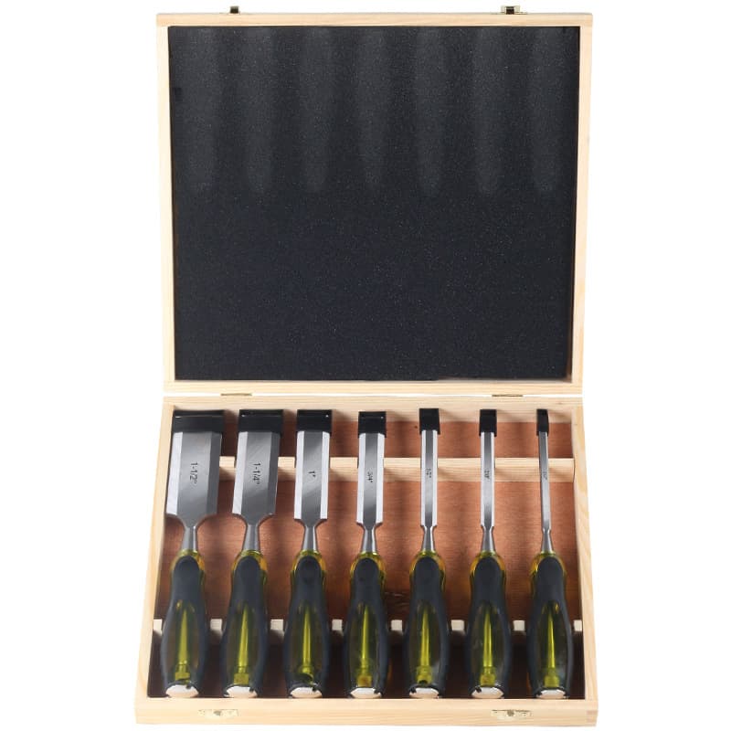 Chrome Vanadium Steel Plastic Handle Full Tang Flat Chisel Woodworking Tool Wood Chisel Flat Gouge Export Cross-Border Product