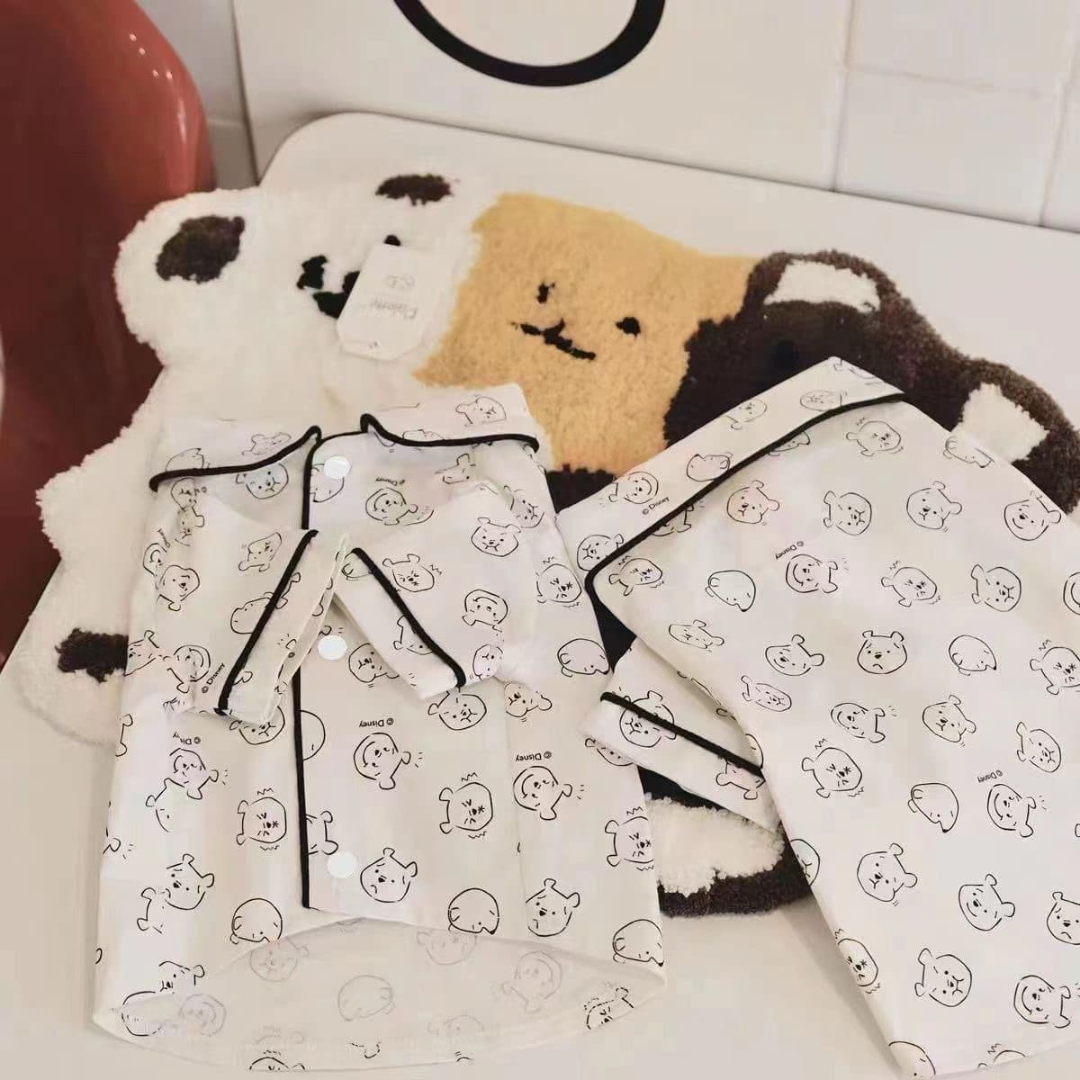 Teddy Bear and Bichon Frise Small Dog Cat Spring Summer Pet Clothes Internet Celebrity Winnie the Pooh Pattern Home Pajama Shirt