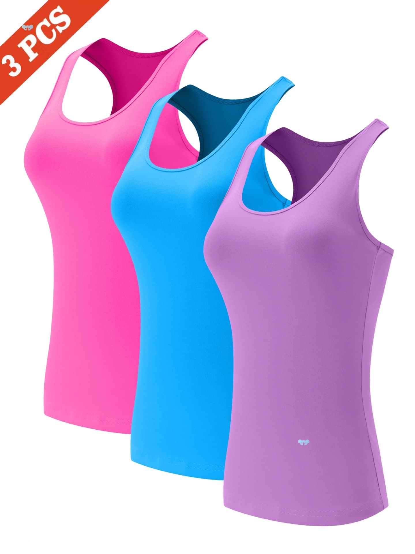3-Pack Women's Racerback Workout Tank Tops - Breathable Blend