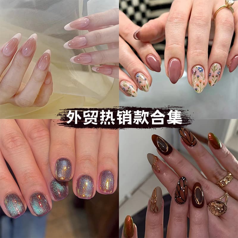 Wholesale Wearable Nail Art Finished Press-On Nails Ice-Transparent Ins Style Fashion Nails
