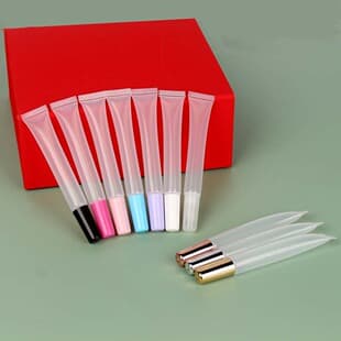 In Stock 15ml Transparent Lip Gloss Soft Tube Slim Long Cosmetic Slanted Mouth White Lip Gloss Lip Mask Lip Balm Squeeze Tube Packaging Material