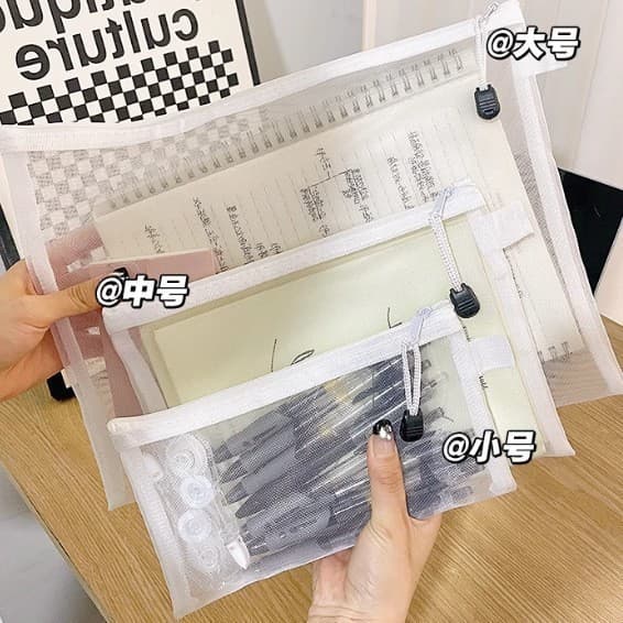 Student File Bags, Transparent A4 Zipper Document Archive Bags, Office Mesh File Folders, Home Miscellaneous Storage Bags