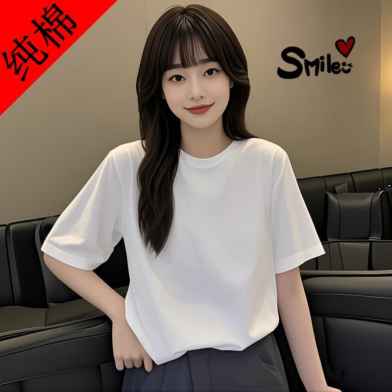 Pure cotton women's short-sleeved T-shirt summer Korean style new student bottoming shirt Xinjiang cotton loose slimming trendy top wholesale