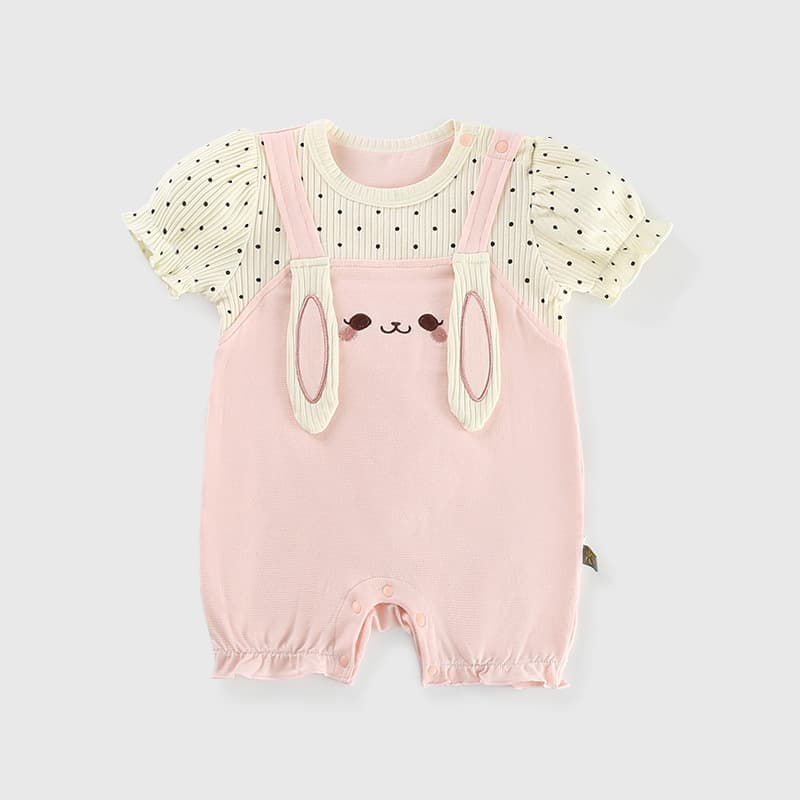 Baby Summer Pink Cartoon Jumpsuit Infant Summer Comfortable Romper Suit Bunny Baby Girl Clothes Manufacturer