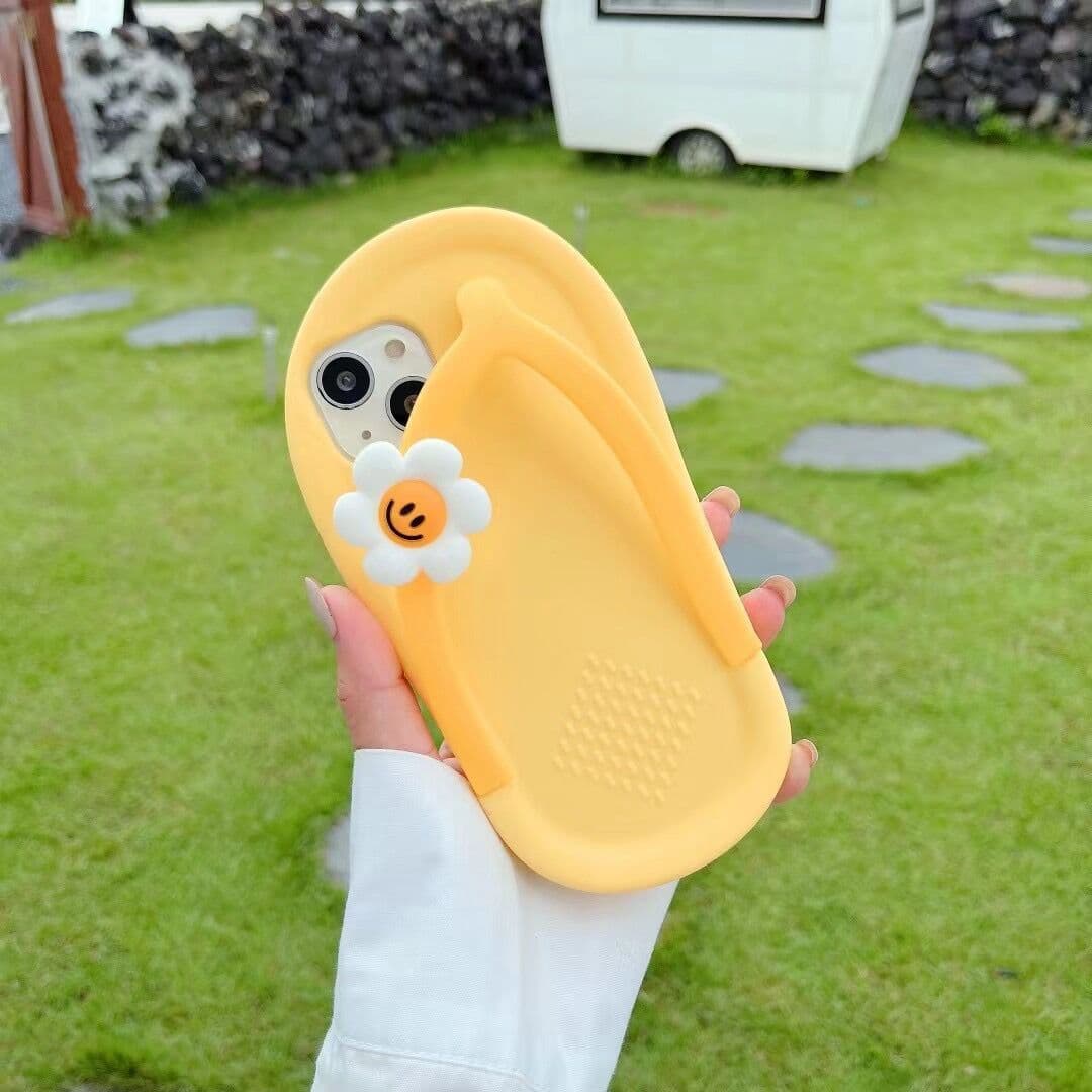 Cartoon three-dimensional flower flip-flops iPhone 14/13 suitable for 12/11 Apple 16/15 PROMAX mobile phone case