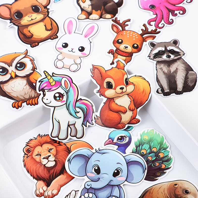 50 Big-Eyed Animal Stickers Amazon Cross-Border New Cartoon Cute Natural Animal Graffiti Stickers
