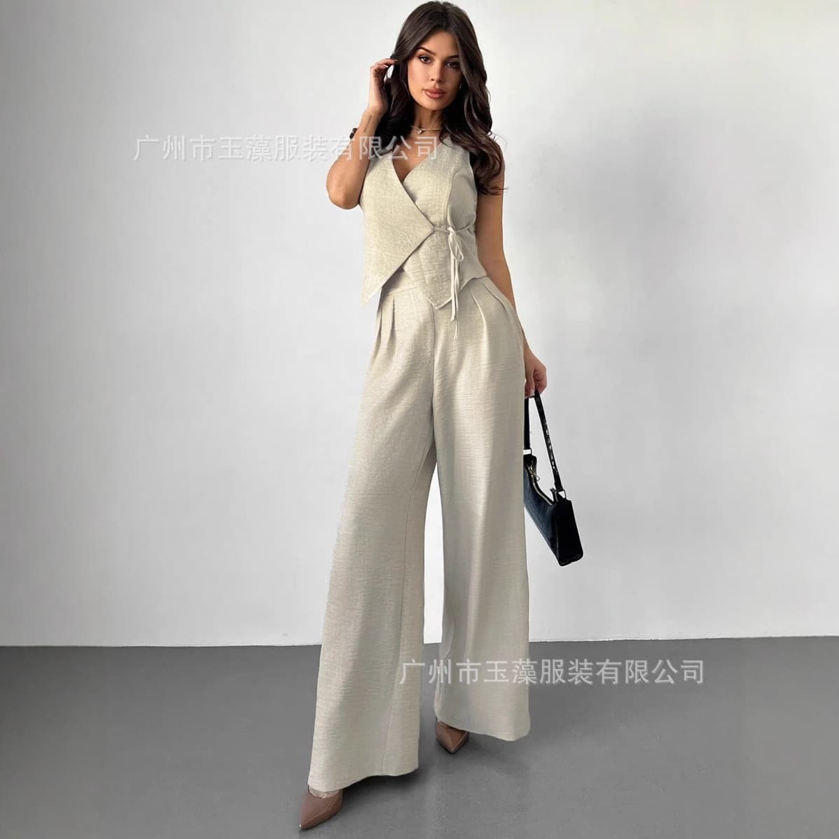 Cross-border Hot-selling Woven Top and Pants Two-piece Set