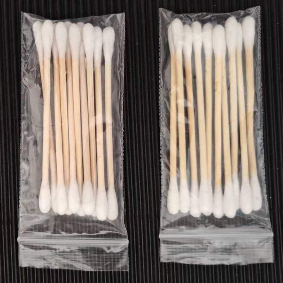 10 portable cotton swabs, double-ended, individually packaged, for foot massage, ear cleaning, hotel use, cosmetics, and bathing.