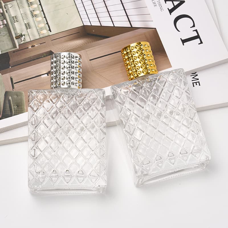 Large-capacity perfume bottle 100ML checkered glass perfume sub-bottle screw-top perfume replacement bottle high-end perfume bottle
