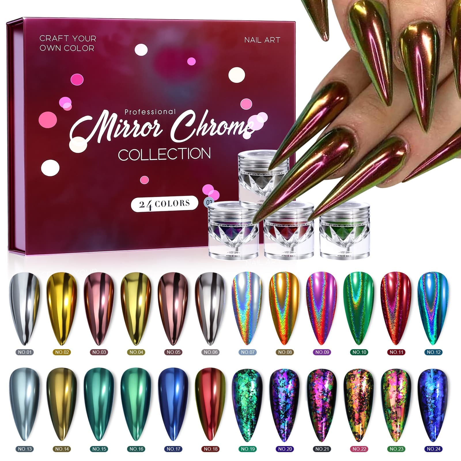 Cross-border Nail Powder Set Nail Moonlight Powder Mirror Powder Opal High-gloss Mirror Powder Laser Powder Factory Direct Sales