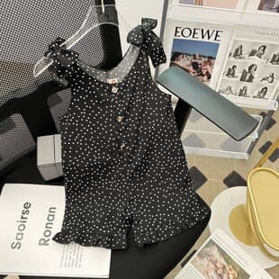 Kids Romper Girl New Summer Polka Dot Thin Breathable Sleeveless Vest Tank Top Baby Fashion Butterfly Clothes