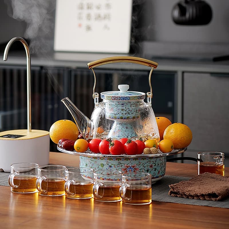 Enamel color teapot for brewing and boiling tea, popular electric ceramic stove small automatic tea brewer health pot