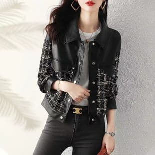 Gongyu Weng Small Fragrance Short Jacket Women's Motorcycle Leather Jacket 2025 Spring Autumn New Loose Korean Style Versatile