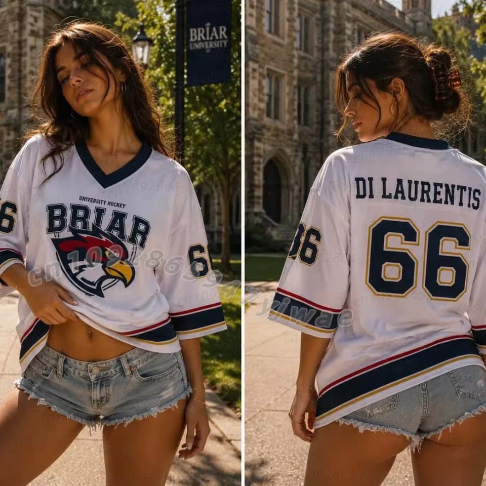 Women's Briar University Jersey Graham 44 University Hockey Jersey T-Shirt V-Neck Short Sleeve Men's T