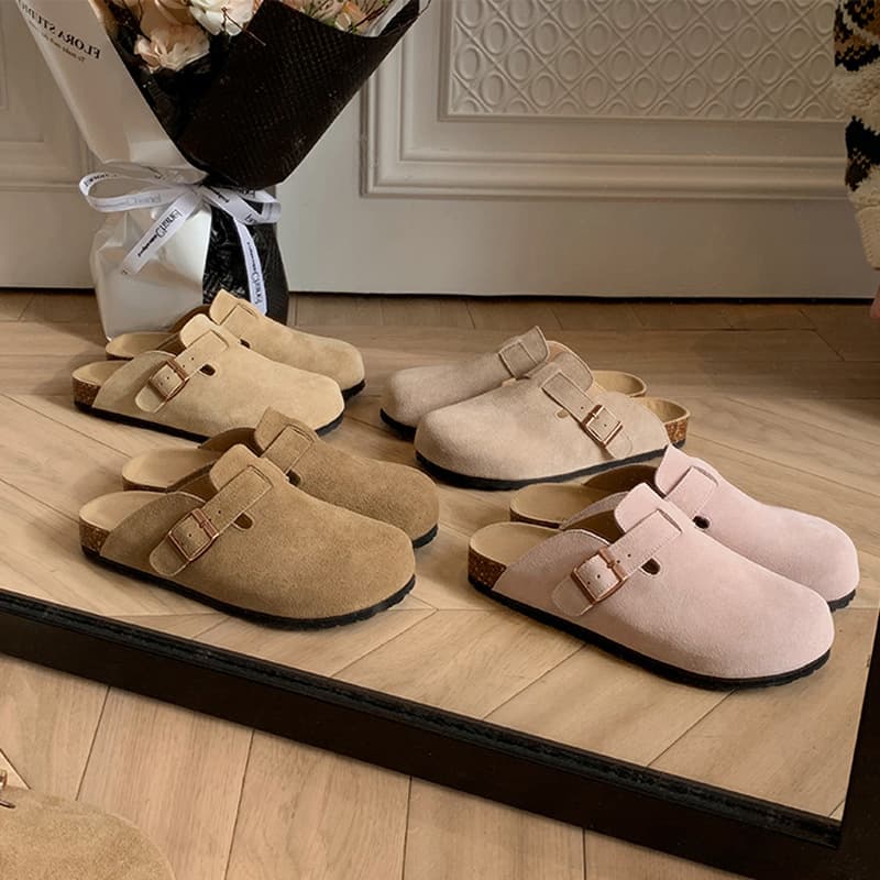 Size 35-46 Birkenstock Style Unisex Cork Leather Flat Half Slippers