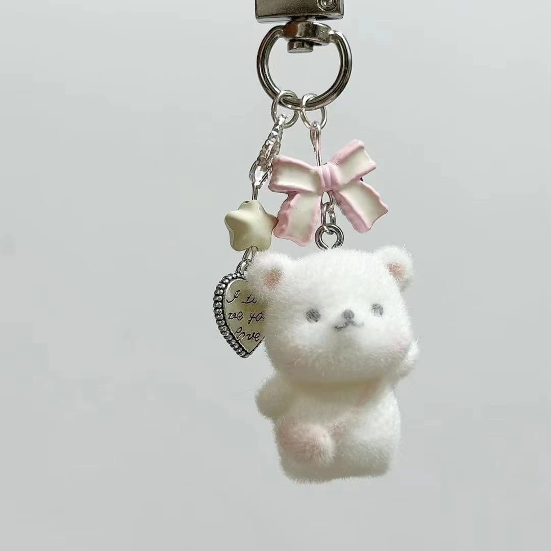 Cute Plush Bear Keychain Fluffy Doll Girl Gift Pendant Bag Clip Chain Phone Bag Charm