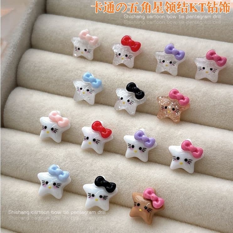 New Cartoon Kitty Cat Nail Art Bow Decorations Mixed Nail Accessories Viral Hot Style