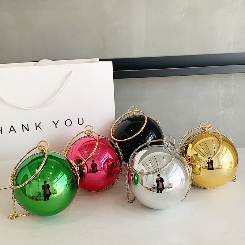 2024 Acrylic Evening Prom Bag Unique Trendy Round Ball Shape Small Bag Chain Shoulder Crossbody Small Bag Fashionable Women's Ba