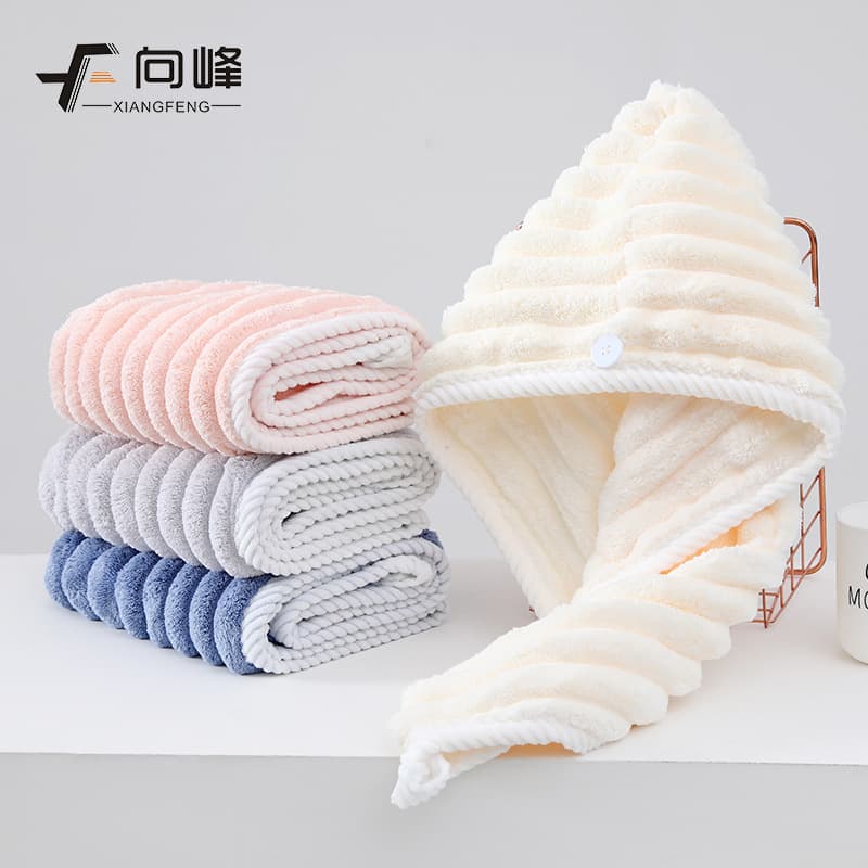 Xiangfeng's new coral velvet corduroy dry hair cap for women, thickened and absorbent, household adult home shower cap, turban wholesale