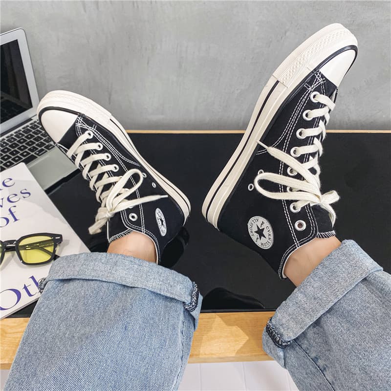 1970s Retro Skate Shoes Korean Trend Summer Breathable Versatile Student High-Top Canvas Shoes Couple Casual Shoes