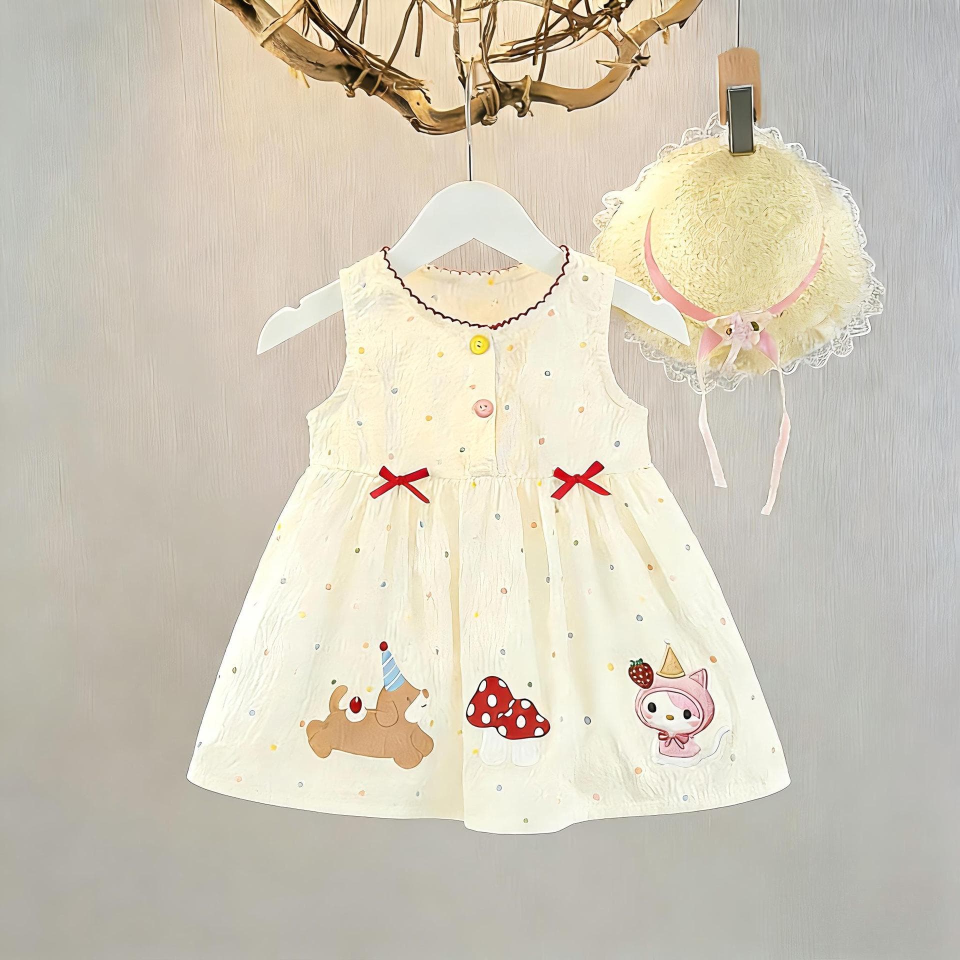 2026 Girls' Cartoon Dress Summer Children's Stylish Vacation Vest Dress Cute Thin Style for Baby Girls