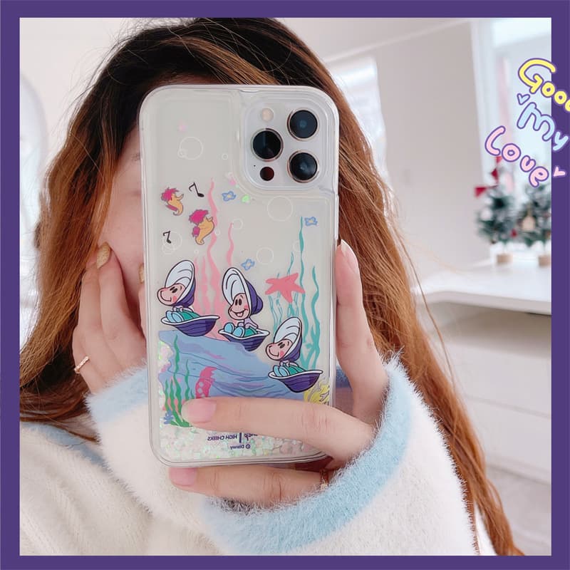 Cute Liquid Sand Shell Senbei Bear Case for iPhone 15/14 PROMAX, Compatible with iPhone 13/14PRO