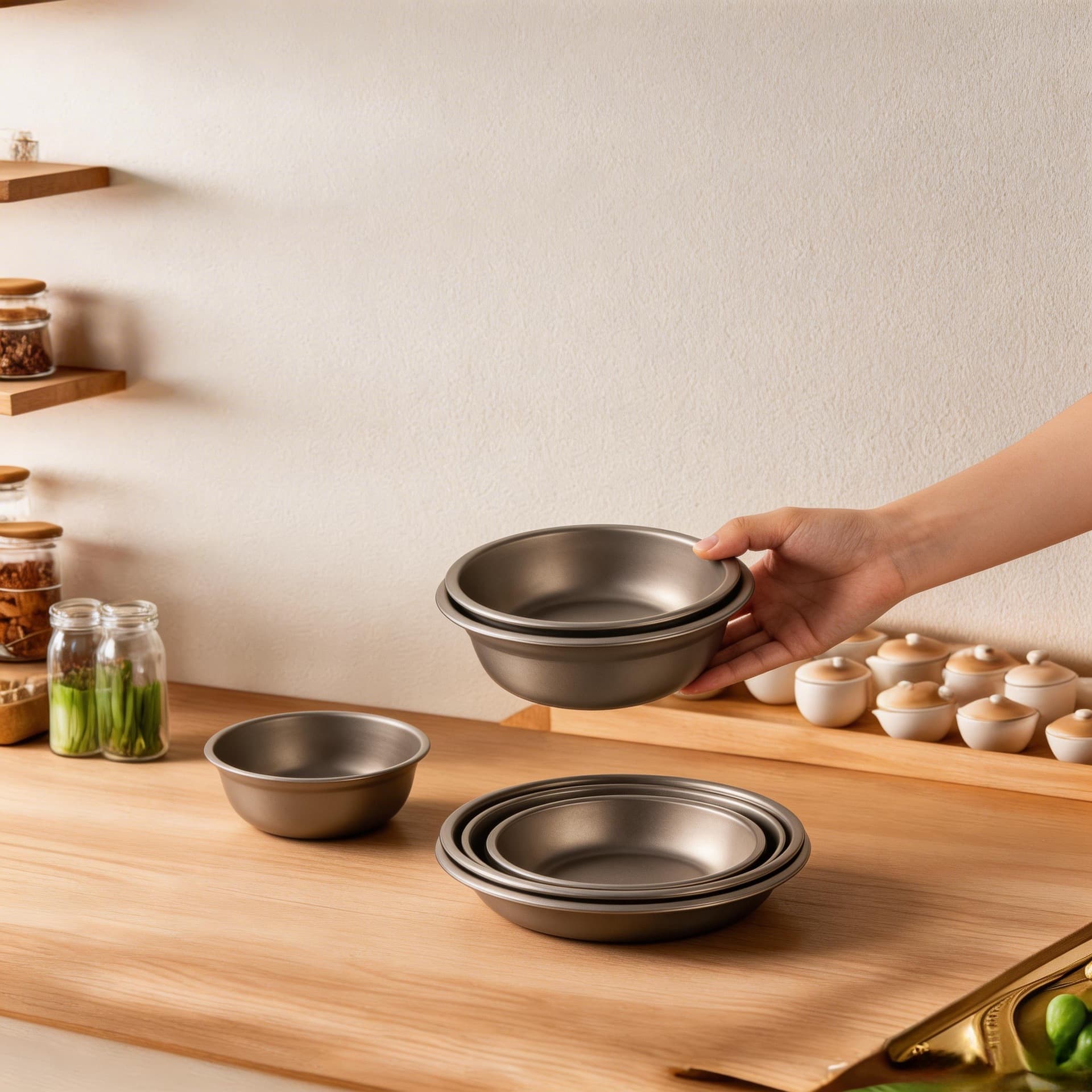Hongjunda Pure Titanium Round Plate Soup Bowl Lightweight Corrosion-Resistant Home Pure Titanium Tableware Multi-Spec Titanium Plate Fruit Plate