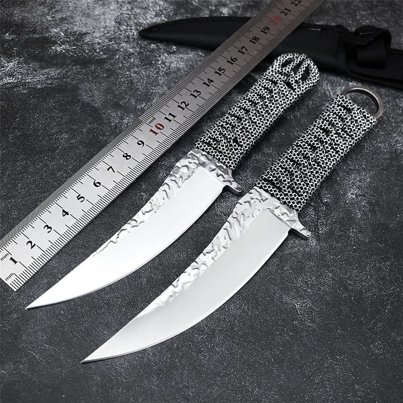 Outdoor Camping Survival Knife with Paracord Wrapped Handle, Diving Straight Knife, Camping Tool, Portable Small Straight Knife for Fruit