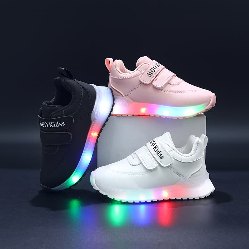 2026 Spring/Autumn New Simple Light-Up Shoes for Ages 1-6, Leather Breathable Casual Sneakers, Comfortable Toddler Korean Style