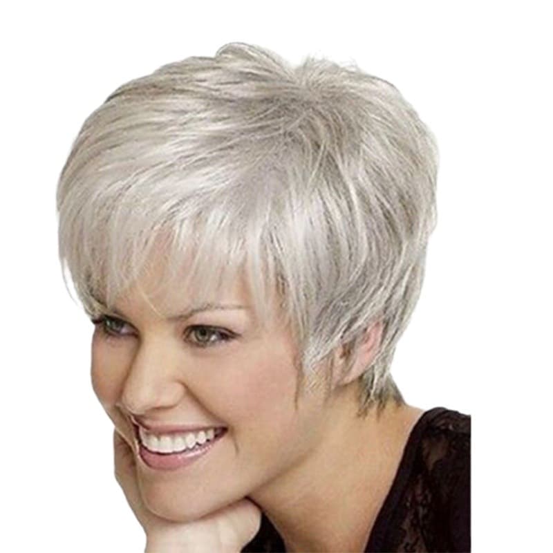 Factory direct wig drop shipping for Europe and America, AliExpress, eBay, stylish and elegant white short straight wig for mothers