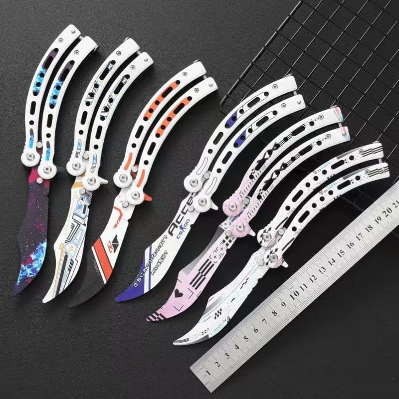 Butterfly Training Knife CSGO Game Outdoor Same Style Folding Knife Unsharpened Flick Training Knife Factory Direct Supply