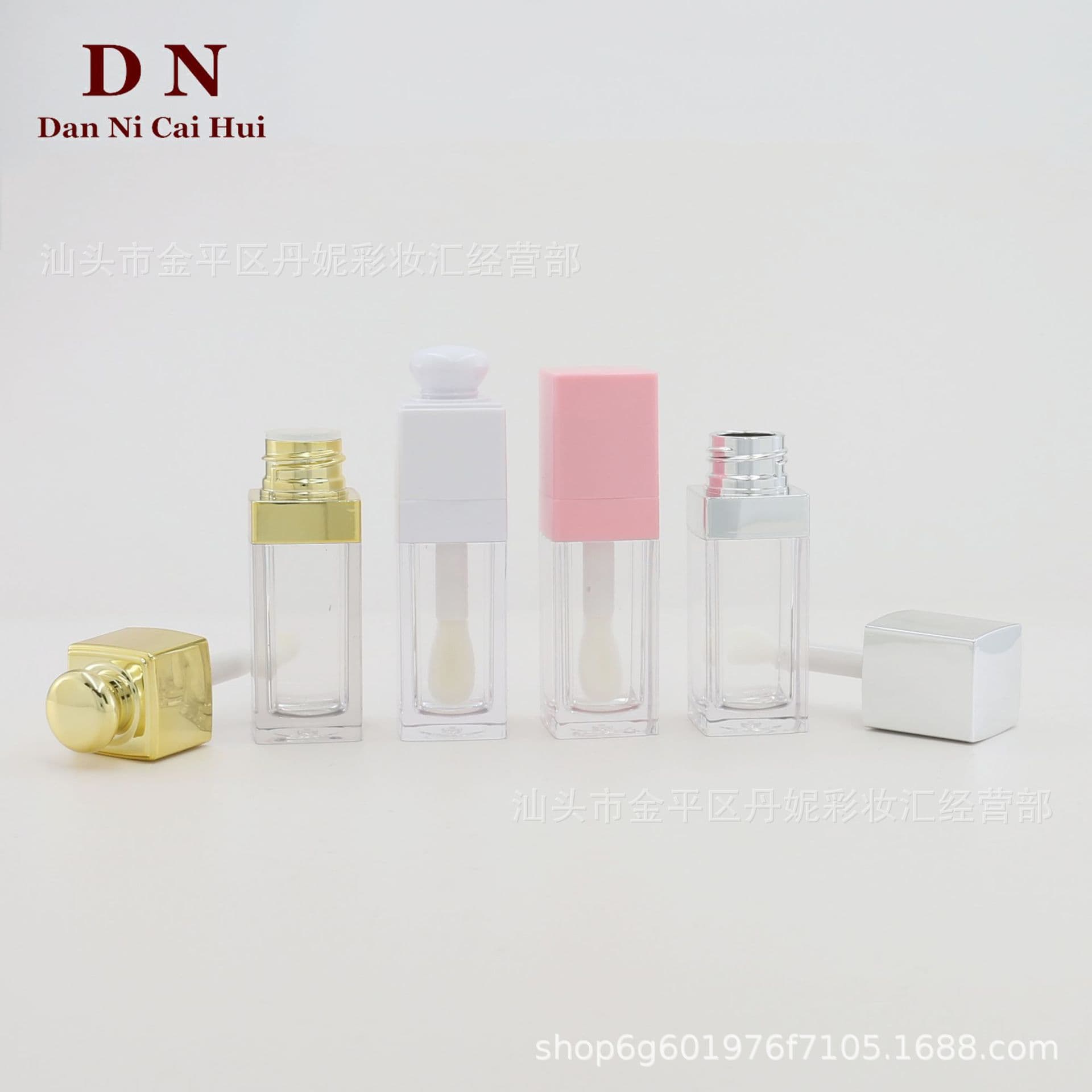 Lip Gloss Tube, Lip Lacquer Tube in Stock, Gold and Silver Square Lipstick Tube Empty Containers, Factory Wholesale Cosmetic Packaging