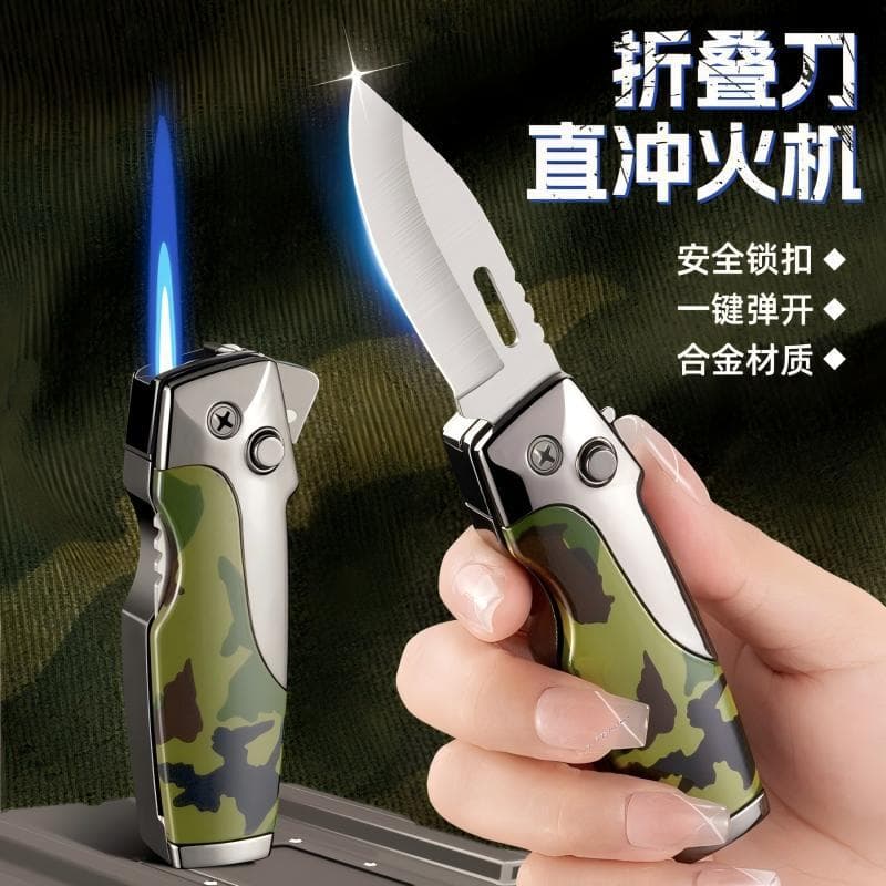 Cross-border Hot Selling Folding Jet Lighter Outdoor Camping Survival Lighter Swiss Multi-function Lighter High-end