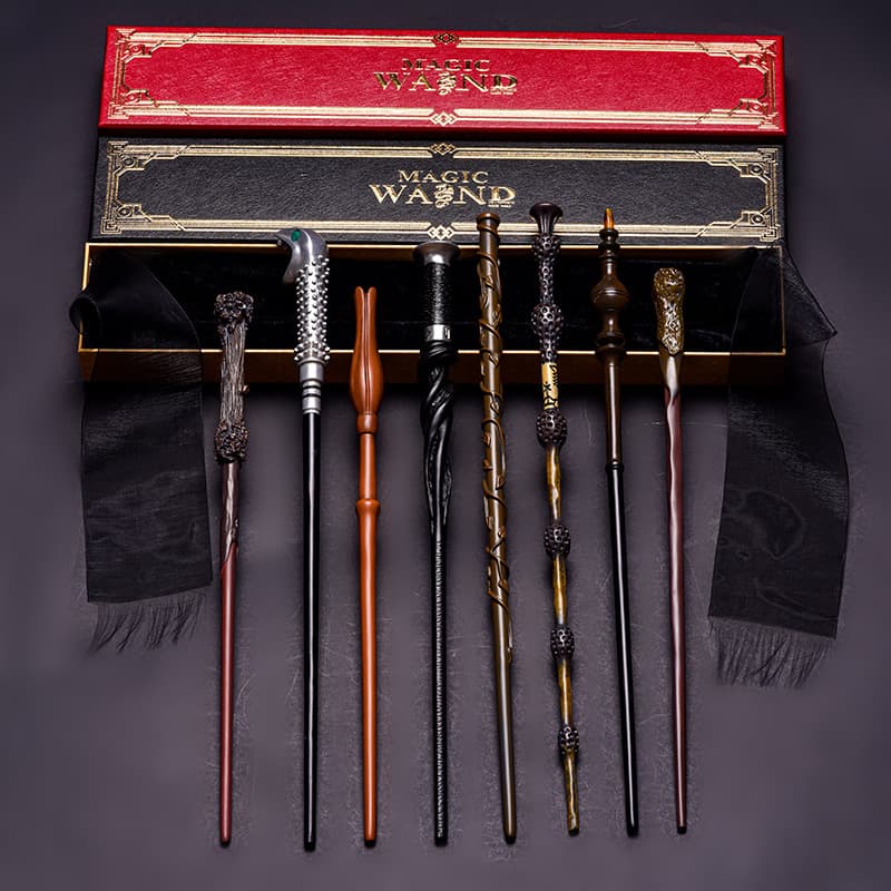 Harry Potter Wand Fine Carving Metal Core Ribbon Gift Box Magic Wand Hermione Ron Voldemort