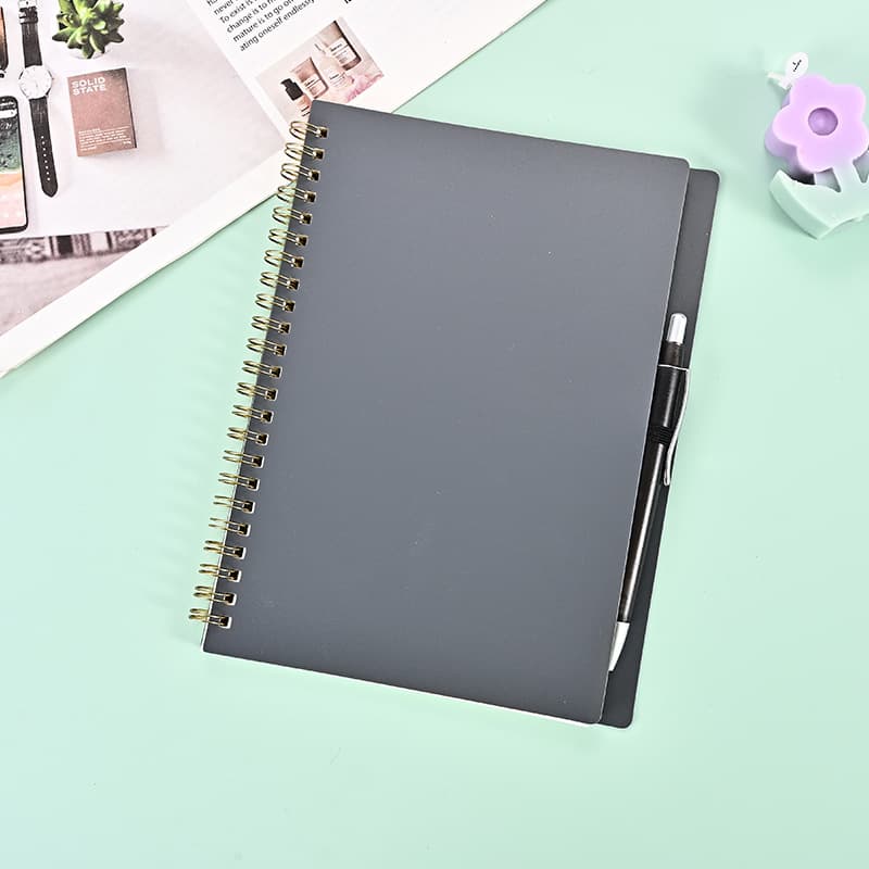 Student A5/A6 Coil Notebook Frosted Cover Lined Notebook Custom with Pen Loose-Leaf Notebook Office Notepad
