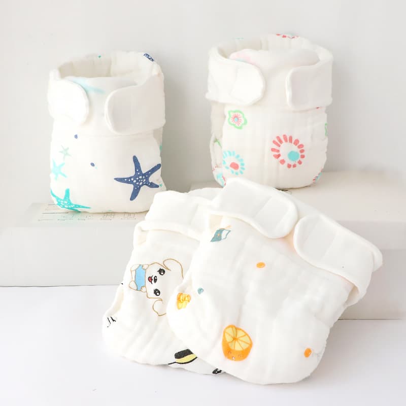 New Baby Four-Season Waterproof Diaper Baby Diaper Gauze Cloth Diaper Cover Pants Leak-Proof Pants